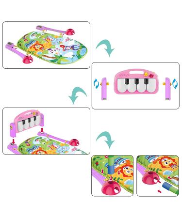 Hoopeum Baby Play Mat Toys for 0-3-6-12 Months Activity Jungle Gym Playmat Tummy Time Mat with Piano Newborn Infant Baby Boys Girls Musical Floor Play Kick & Play Mat for Christmas Toys Gift1 Pink - Buy Online on GoSupps.com