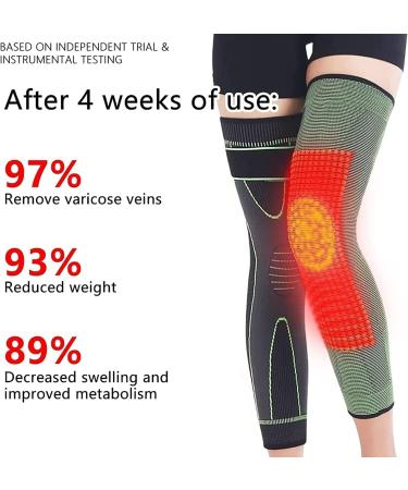 Reduce Fast Mugwort Acupressure Knee Pads & Self-Heating Socks | 3D High Elastic Compression Sleeve for Varicose Veins - XL Green - Buy Online on GoSupps.com