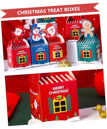 LALAFINA 10pcs Boxes Christmas Wrapping Carton Paper Food Containers Xmas Christmas Goody Boxes Shopping Bag 9X8.5X8.5cm Red - Buy Online on GoSupps.com