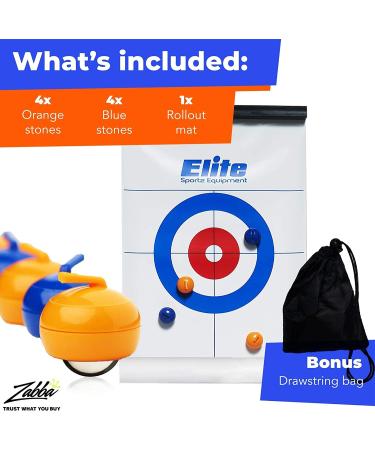 Elite Sportz Equipment Curling Game - Tabletop Family Fun Set with 4 Ft x 1 Ft Mat - Includes Bonus Travel Bag - Ages 6 & Up - Buy Online on GoSupps.com