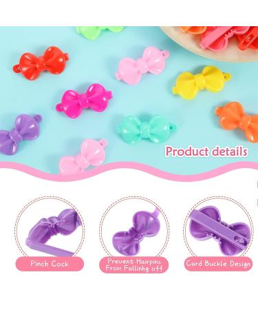 100 Piece Girls Hair Barrettes Set - Colorful Cute Hair Clips for Toddler Kids Baby - Self Hinge Plastic Clips - 80s 90s Style Cartoon Bow Hair Accessories - Buy Online on GoSupps.com