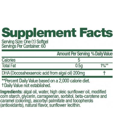 Lifes DHA All-Vegetarian DHA Dietary Supplement | Supports Brain, Eyes & Heart | 100% Vegetarian | 200mg DHA Omega-3 | 60 Softgels - Buy Online on GoSupps.com