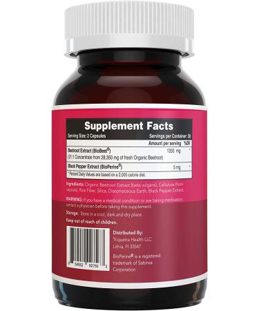 BioBeet Max Strength Beet Root Capsules - 21:1 Concentrate - 28,350mg Organic Beetroot - With BioPerine for Enhanced Absorption (60 Capsules) - Buy Online on GoSupps.com