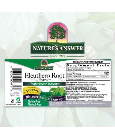 Nature's Answer Alcohol-Free Eleuthero Root Extract - Vegan, Gluten-Free, 2oz - Buy Online on GoSupps.com