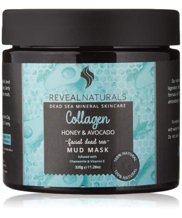 All Natural & Authentic Dead Sea Mud Mask for Face & Body Infused with Collagen Avocado and Honey Vegan - Unscented - Treats Blackhead Pores (11.28 oz)
