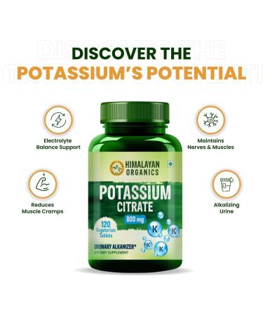 Generic Potassium Citrate 800mg Supplement | Support Nerve Muscle Joint & Bone Health | Good for Men & Women - 120 Veg Tablets - Buy Online on GoSupps.com