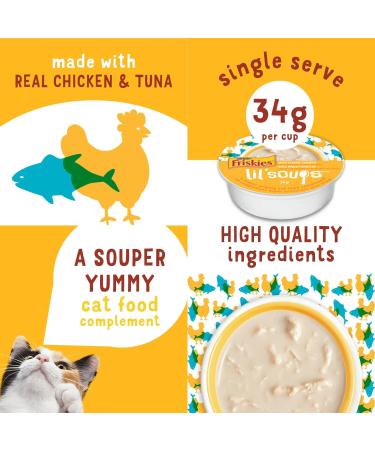 Friskies Party Mix Chicken Lovers Crunchy Cat Treats & Lil' Soups Wet Cat Food Complements Chicken & Tuna Broth (4-Pack Variety) - Buy Online on GoSupps.com