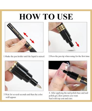 Erinde Nail Polish Pens for Nail Decoration Metallic Nail Varnish Pen Nail Art Tool DIY Nail Manicure for Women Glossy Soak off UV/LED Mirror Effect High Shine Brown - Buy Online on GoSupps.com
