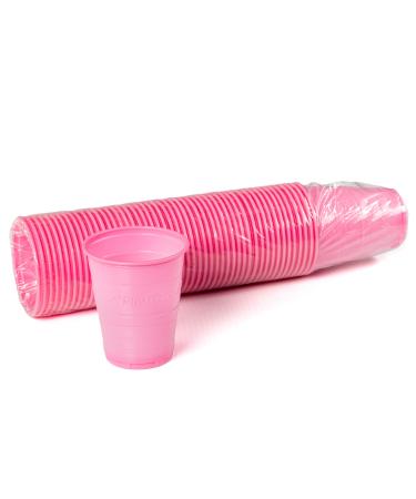 200 Disposable 5 Ounce Plastic Cups for Drinking  Rinse Mouthwash for Dental  Ribbed Design (Pink)