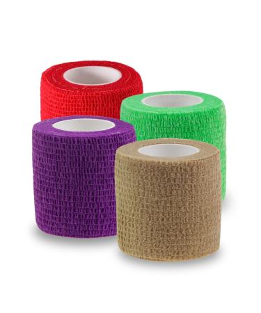 Self Adhesive Bandage Wrap 5 Yards Adhesive Bandage Tape for Strong Elastic Sports Wrist Ankle Sprains & Swelling (4 Pack)