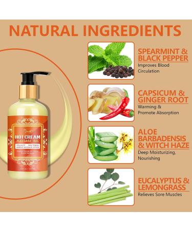 Anti Cellulite Massage Oil & Hot Cream Set Natural Firming Treatment for Legs Arms & Butt | Soothes Muscles & Moisturizes Skin (8 Fl Oz - Buy Online on GoSupps.com