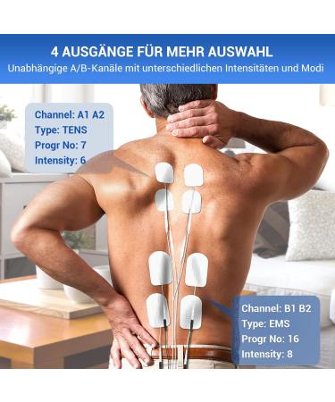 Comfytemp 4-Channel Tens/EMS Device - Pain Relief Muscle Stimulator with 24 Modes DIY Massage for Back Neck Shoulders & Knees - Buy Online on GoSupps.com