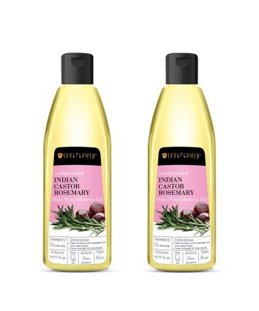 Soulflower Castor Rosemary Hair Scalp Oil Dry Damaged Curly Frizzy Bleached Beard Hydrate & Nourish | 100% Pure Natural Organic No Mineral Oil & Preservative Free | Pack of 2-13.4 fl.oz Castor Rosemary 13 Fl Oz (...