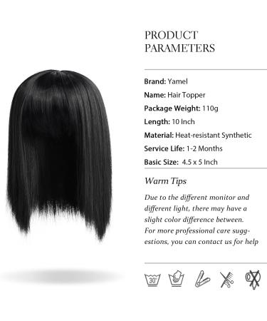 Yamel Natural Black Hair Topper with Bangs - 10 Inch Women's Wiglet for Thinning Hair - Buy Online on GoSupps.com