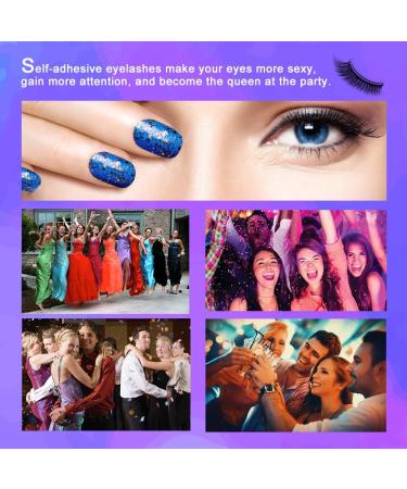 Self Adhesive Fake Eyelashes Natural Look 3D False Eyelashes No Glue Easy False Lashes Thick Eyelashes With Glue Set Resuable Lashes Extension - Buy Online on GoSupps.com