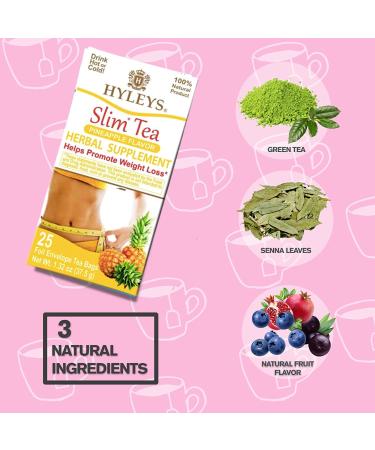 Hyleys Slim Tea Pineapple - 50 Tea Bags - Cleanse, Detox & Weight Loss Supplement - Buy Online on GoSupps.com
