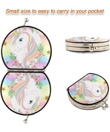 Vnurnrn Flower Unicorn Makeup Mirror - Compact Handbag & Travel Folding Pocket Mirror - Buy Online on GoSupps.com