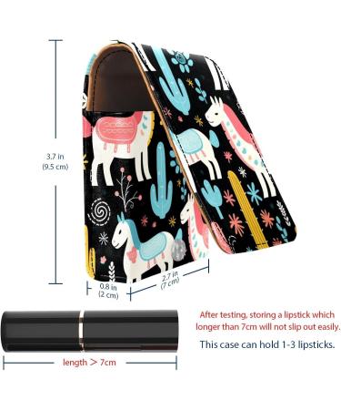 Travel Lipstick Organizer Case - Portable Makeup Bag with Mirror | Cactus Funny Llama Design - Buy Online on GoSupps.com