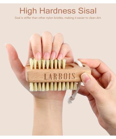 Larbois 2Pack Wooden Nail Brushes for Cleaning Fingernails - Beechwood Nail Scrub Brush with Hanging Rope - Natural - Buy Online on GoSupps.com