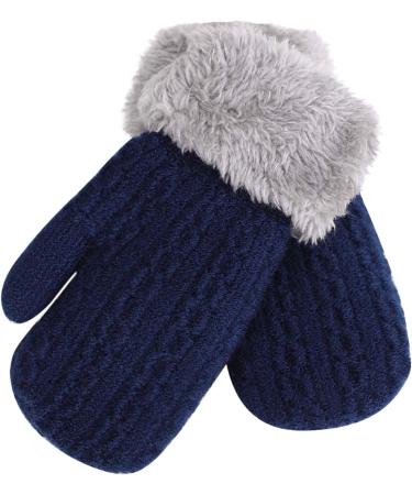 IPENNY Toddler Magic Stretch Mittens - Plush Lined Winter Gloves for Boys & Girls 0-6 Y - Navy Blue - 12*7cm - Buy Online on GoSupps.com