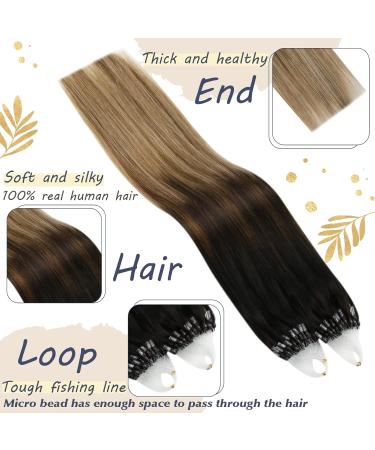 UGEAT Microring Real Hair Extensions - Ombre Dark Brown to Light Brown 55cm Micro Loop Extensions 50g 50 Strands - #2/6/10 - Buy Online on GoSupps.com