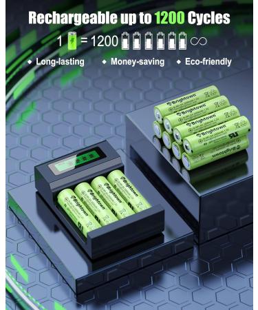 Brightown 12-Pack Rechargeable AA Batteries - 2400mAh High Capacity NiMH for Solar Lights & Devices Recharge 1200 Cycles UL Certified 1.2V - Buy Online on GoSupps.com
