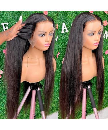 24 Inch Brazilian Virgin Straight Lace Front Wig | 180 Density HD Transparent Lace Frontal | Natural Color Human Hair Wig with Baby Hairline - Women's Glueless Wig - Buy Online on GoSupps.com