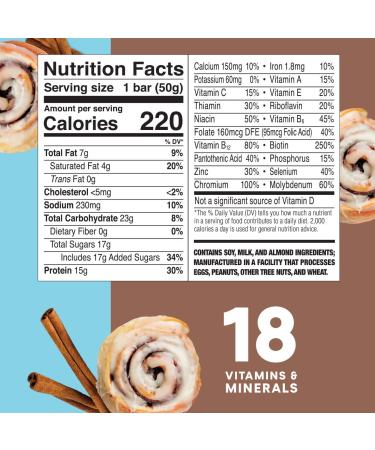 ZonePerfect Protein Bars - Cinnamon Roll Flavor | 15g Protein, 18 Vitamins & Minerals | Nutritious Snack Bar | 5 Count - Buy Online on GoSupps.com