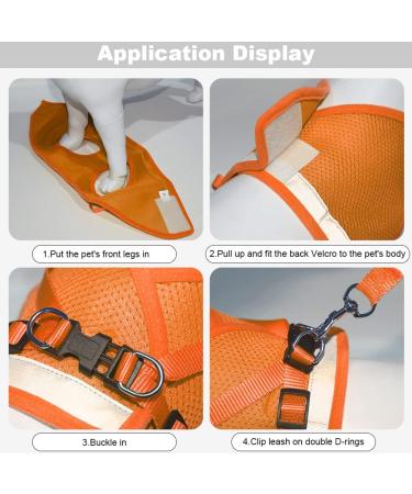 Meioro Reflective Dog Harness Adjustable & Padded for XS Dogs & Cats | Outbreak-Proof Lightweight Anti-Pull Design in Orange - Buy Online on GoSupps.com