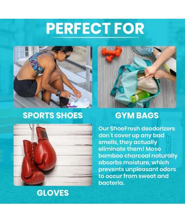 ShoeFresh Post-Workout Shoe Refresher Inserts - 100% Natural Bamboo Charcoal Deodorizer (4-Pack) - Non-Toxic & Chemical-Free - Buy Online on GoSupps.com