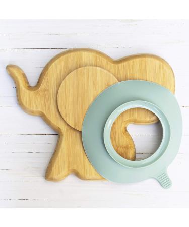 Koko Kids Elephant Suction Plate - Natural Bamboo Baby & Toddler Feeding Plate with Strong Suction Ring | Eco-Friendly Mint Green - Buy Online on GoSupps.com