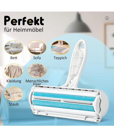 Mudela Animal Hair Remover | Self-Cleaning Lint Roller for Dog & Cat Hair | Effective on Carpets Furniture Clothing and More - White & Blue - Buy Online on GoSupps.com