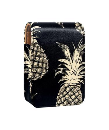 Travel Lipstick Organizer Case Lipstick Case Portable Makeup Bag With Mirror Black White Graffiti Pineapple B791w0jjci