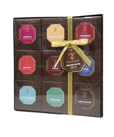 Ground Coffee Selection Gift Set - Coffee Gift Sets for Coffee Lovers with 9 Assorted Flavours of Rich Ground Coffee | Luxury Gift Set | Christmas Food Gifts | Mens Present |Adult | Men | Women