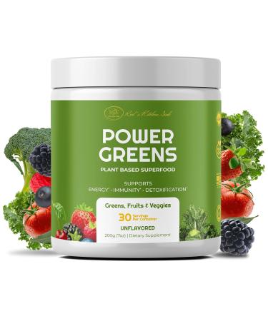 Red's Kitchen Sink Power Greens Powder - Daily Greens Superfood Powder - Fruity Veggie & Green Leafy Smoothie Drink Mix - Superfoods Maca Root Spirulina Chlorella & More (200 Grams)