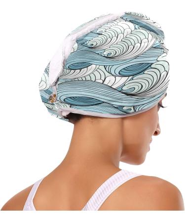 Wave Dry Hair Cap Set - 2 Piece Quick Drying Towels & Button Headband | Super Absorbent & Comfortable - Buy Online on GoSupps.com