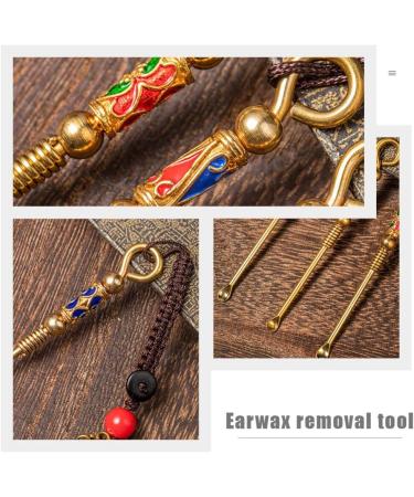 3pcs Brass Ear Wax Remover Earpick Tools - Golden Ear Cleaning Keychain Gift - Buy Online on GoSupps.com