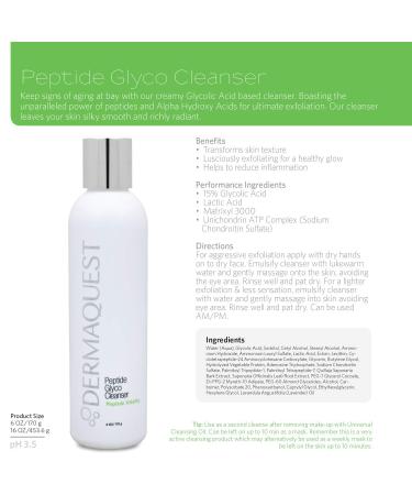 DermaQuest Peptide Vitality Glycolic Acid Cleanser - Exfoliating Face Wash for Men & Women - 6 oz - Buy Online on GoSupps.com