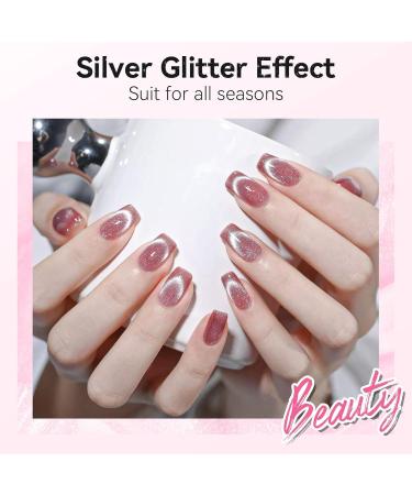 Makartt Holographic Cat Eye Gel Nail Polish Universal Silver Glitter Nail Polish Shiny Glitter Nail Gel with Magnet Stick Shiny Galaxy Gel Polish Soak Off UV/LED Nail Art Salon Manicure DIY Home Stellar Spark - Buy Online on GoSupps.com