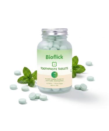 Bioflick Chewable Toothpaste Tablets - Nano Hydroxyapatite (NHA) Fluoride-Free Remineralize Travel Size Toothpaste tabs 1-Month Supply(62)