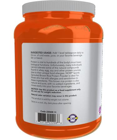 Now Foods Sprouted Brown Rice Protein Unflavored 2 lbs - Vegan Protein Powder - Buy Online on GoSupps.com