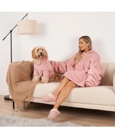 OHS Fleece Dog Hoodie Sherpa Lined Reversible Cosy Pet Clothing - Large Blush Pink - Buy Online on GoSupps.com