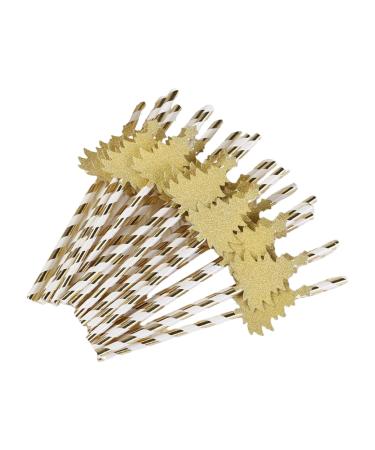 YZYDF 30 Pcs Christmas Tree Straws Paper Drinking Straws Decorations Recyclable Striped Paper Straws Party Supplies