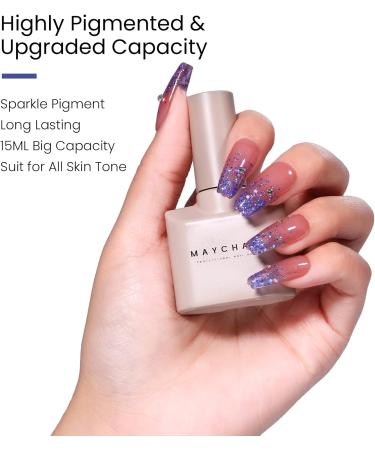 Maychao 15ML Purple Blue Glitter Gel Nail Polish | Soak Off UV LED Sequins Gel | DIY Manicure Salon at Home - Buy Online on GoSupps.com