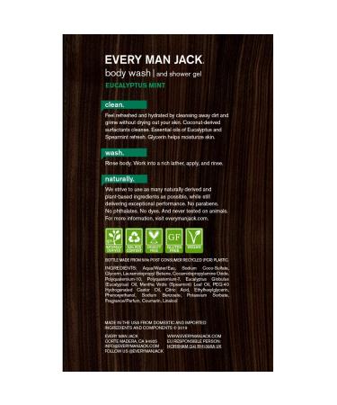 Every Man Jack Eucalyptus Mint Body Wash - 33.8oz - Buy Online on GoSupps.com