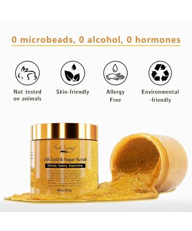 Seed Spring 24K Gold & Sugar Body Scrub - Exfoliating, Moisturizing, Deep Cleansing - 10 oz - Buy Online on GoSupps.com