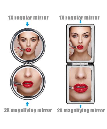WantGor Compact Mirror 2 Pack - Travel Makeup Mirrors for Men and Women, Portable Double-Sided Pocket Mirror in Black Round Design - Buy Online on GoSupps.com
