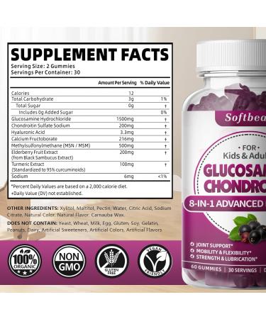 Softbear Glucosamine Chondroitin Gummies - Sugar Free Joint Support with MSM & Elderberry | 120 Count - Buy Online on GoSupps.com