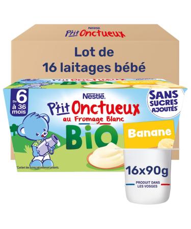 Nestl B b - P'Tit Onctueux Bio - Banane - Laitage d s 6 Mois - 4X90g (Lot de 3)
