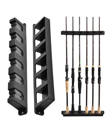 Laughhe 1 pair of rod stand rod holder wall bracket fishing rods Fishing rod holder storage of 6 rods Rod rack fishing accessories for wall garage boat (vertical)